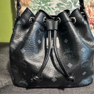 MCM Black Visetos Bucket Crossbody bag